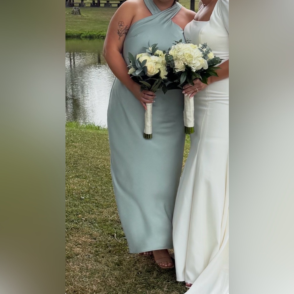 Azazie Sage Green Maxi Dress - Picture 2 of 2